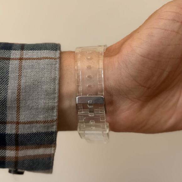 Y2K Clear Digital Quartz Watch with Black Accents Unisex 8.5" New - Picture 5 of 11